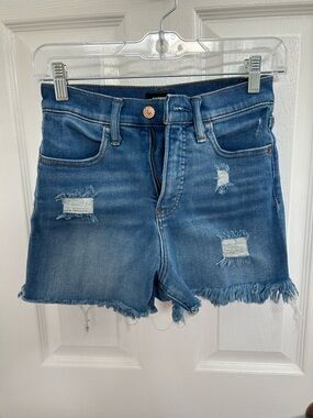 Blue Distressed Denim Women’s Shorts - Expess